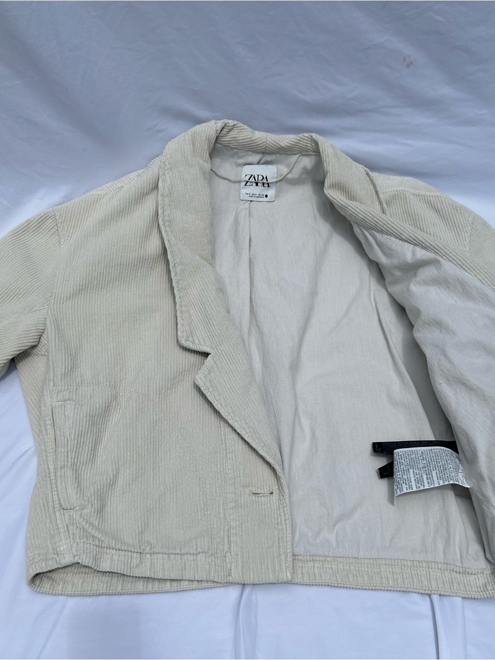 Zara Cream Cropped Corduroy Blazer - Picture 10 of 13